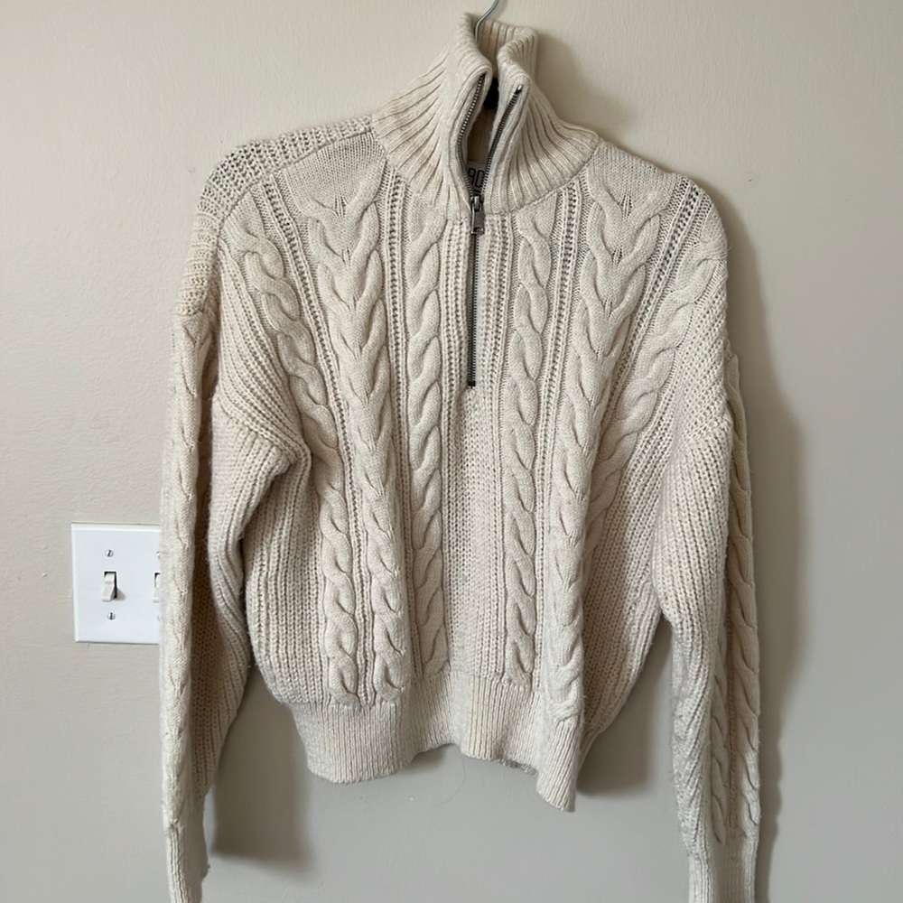 BDG cream 1/4 zip sweater